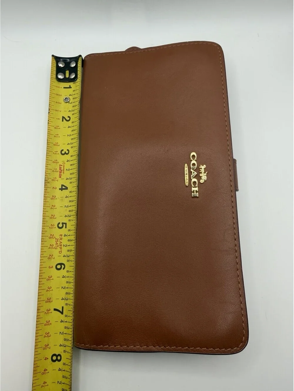 Coach Leather Wallet Brown Leather With Zipper And Gold Logo